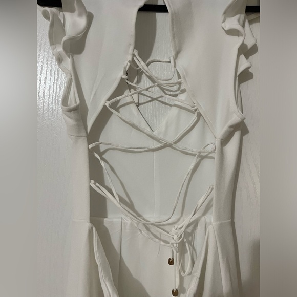 NWT Hello Molly Ruffle Lace Up Corset Strappy Back White Mini Dress - Picture 13 of 15